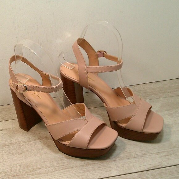 Kate Spade Delight Baby Pink Strappy 4.5' Chunky heels Size 7.5 B - Picture 3 of 10